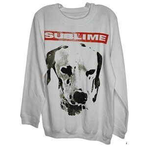 Sublime Sweatshirt Women Large Lou Dog Dalmatian Crew Neck Band Rock Retro White